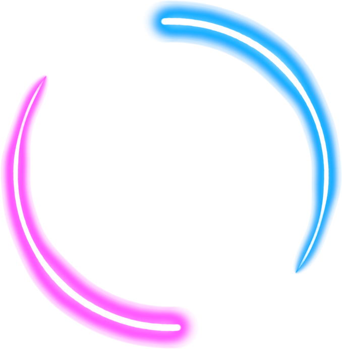 Pink blue Neon circle frame